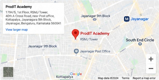 Map showing ProdIT Academy in Jayanagar, Bengaluru